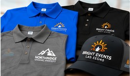 Embroidered and printed shirts and hats